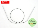 ◆ノヴァキュービックス 金属製【四角い】輪針 (3.0mm x 80cm) 12193